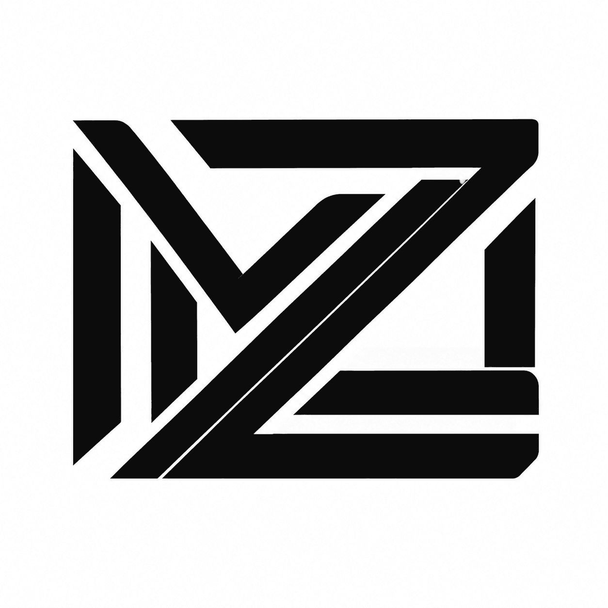 Interlocking black MZ monogram on white
