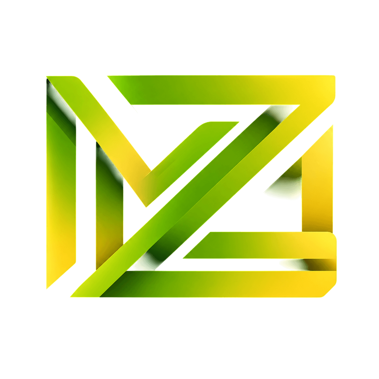 Neon MZ monogram on a transparent background