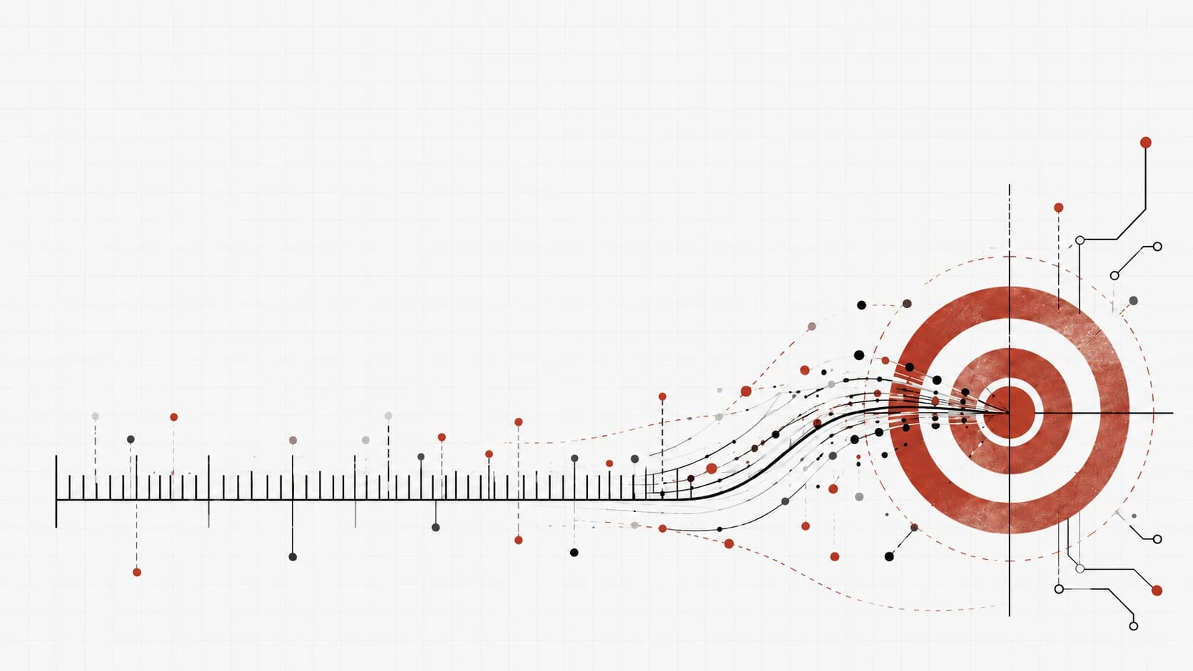 Data streams converge on a red target.