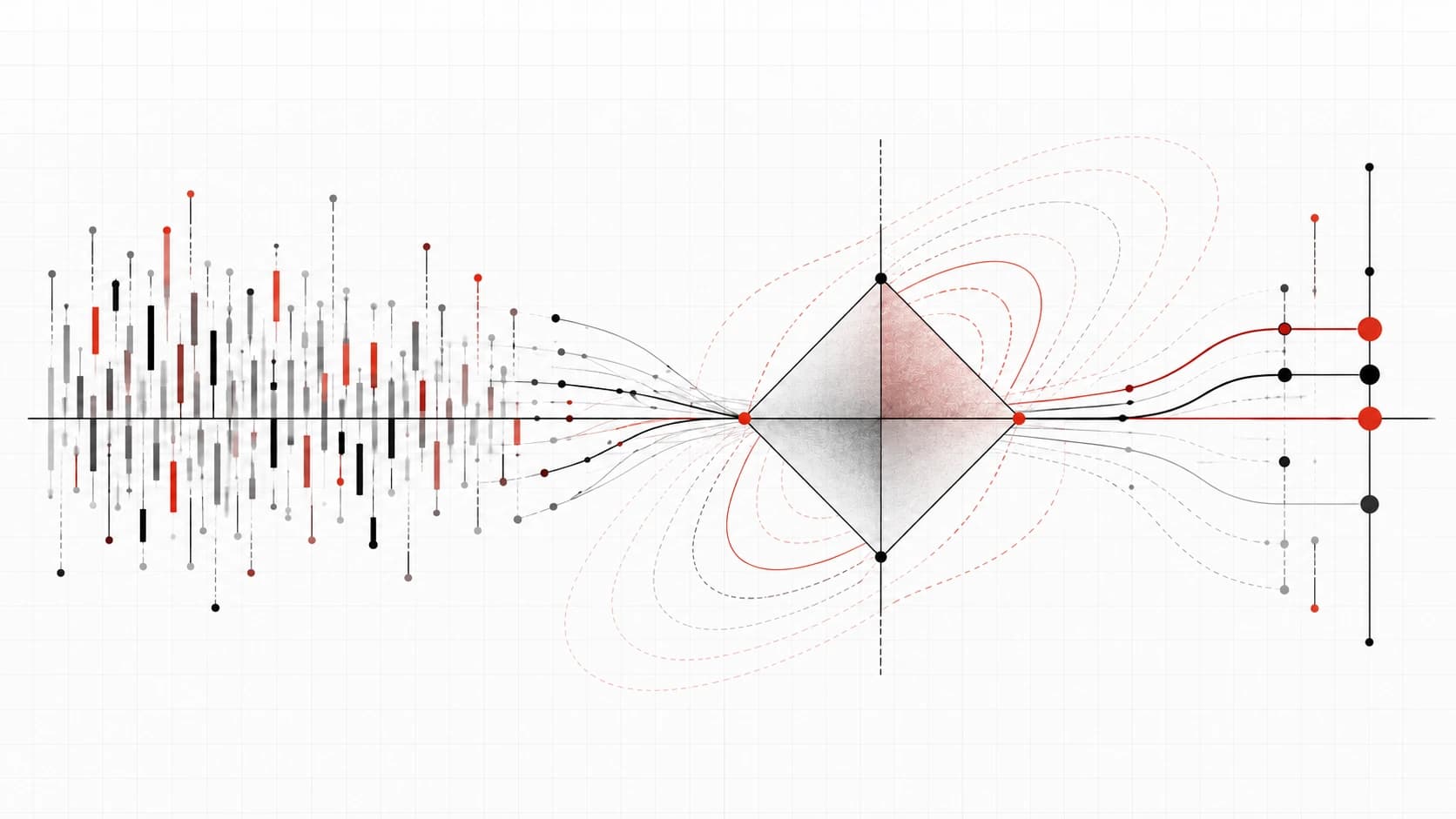 A sparse vector meets the diamond-shaped L1 constraint, with optimization paths converging on its boundary.